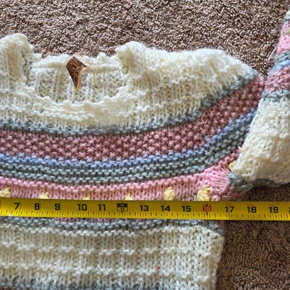 Vintage Floral Knit Sweater Women S Cottage Grandmacore Wearableart Prairie Rose - Picture 9 of 10